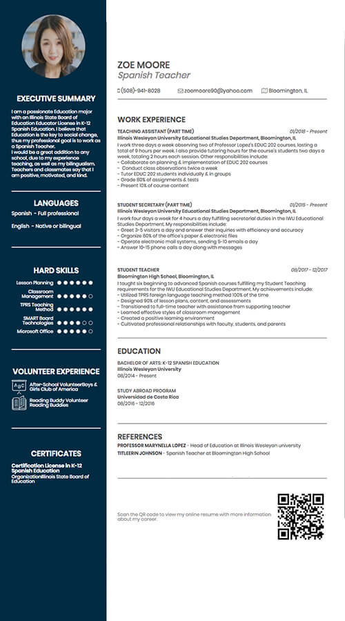 resume template with linkedin link