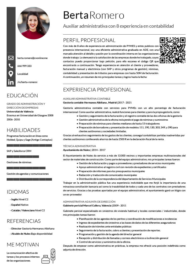 Currículum administrativo - Mejores Ejemplos + Guía Práctica (2024)