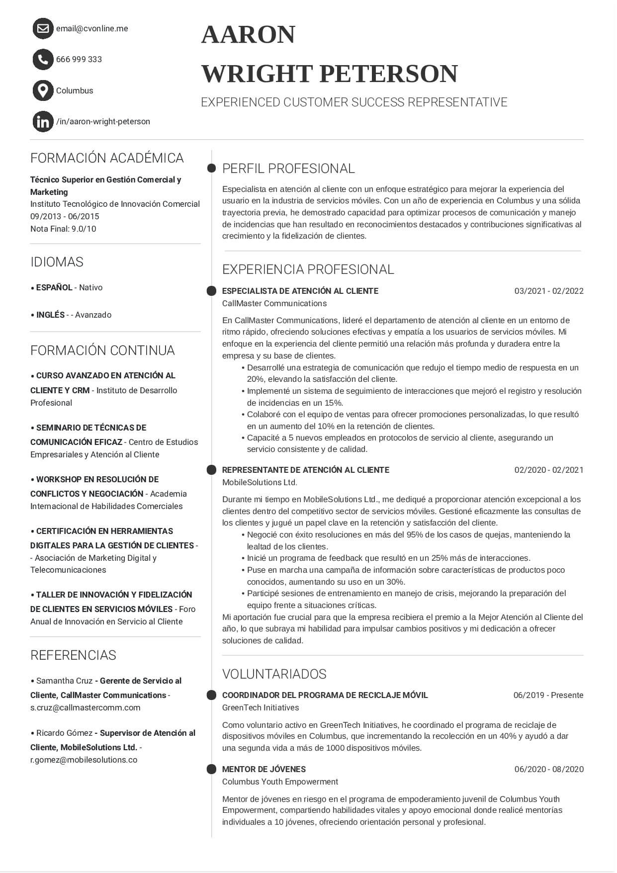 Curriculum Atencion Al Cliente Ejemplos Y Gu a