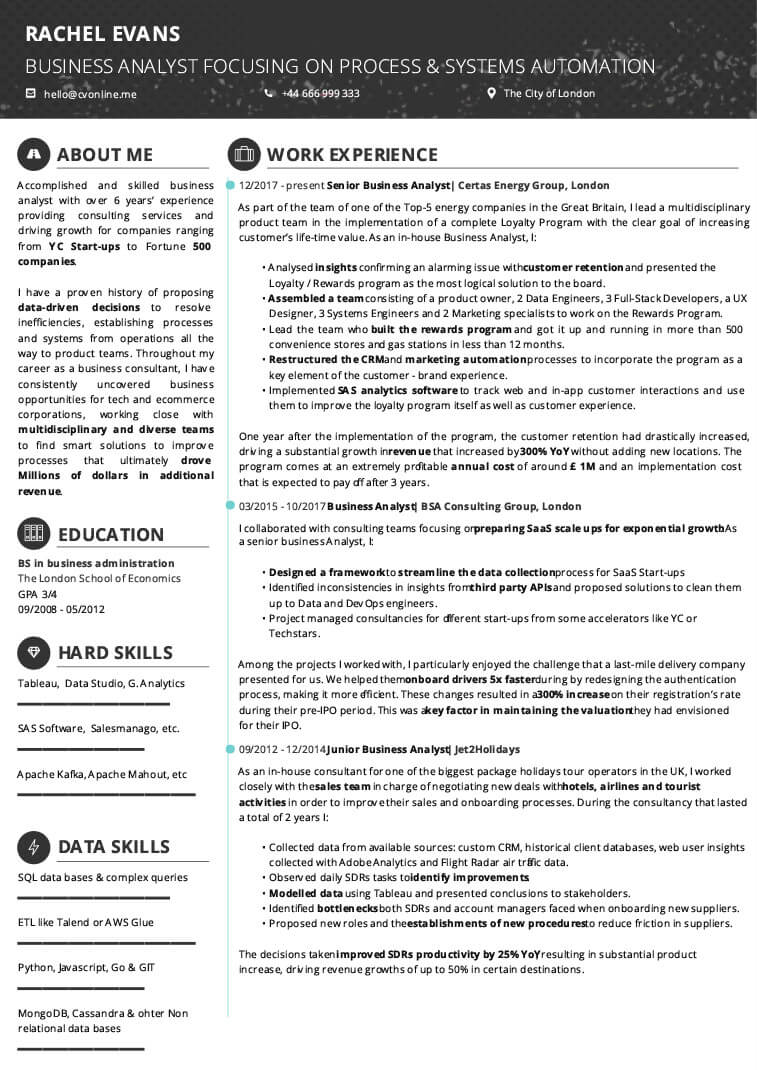 business analyst cv personal statement