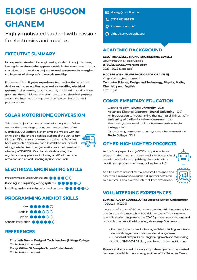 cv personal statement examples for students with no experience