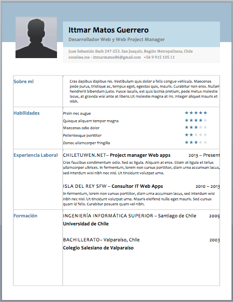 Curriculum Vitae Plantilla Word